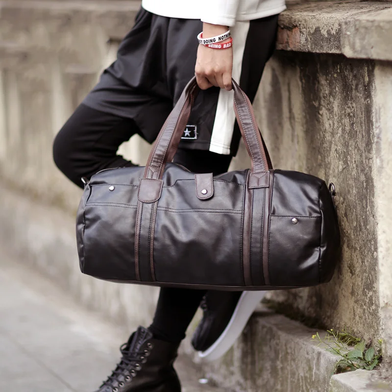 

Pu Leather Sports Gym Bag Men for Yoga Soft Black Sport Fitness Bag Male Shoulder Travel Luggage Bag Handbag Weekend Daily