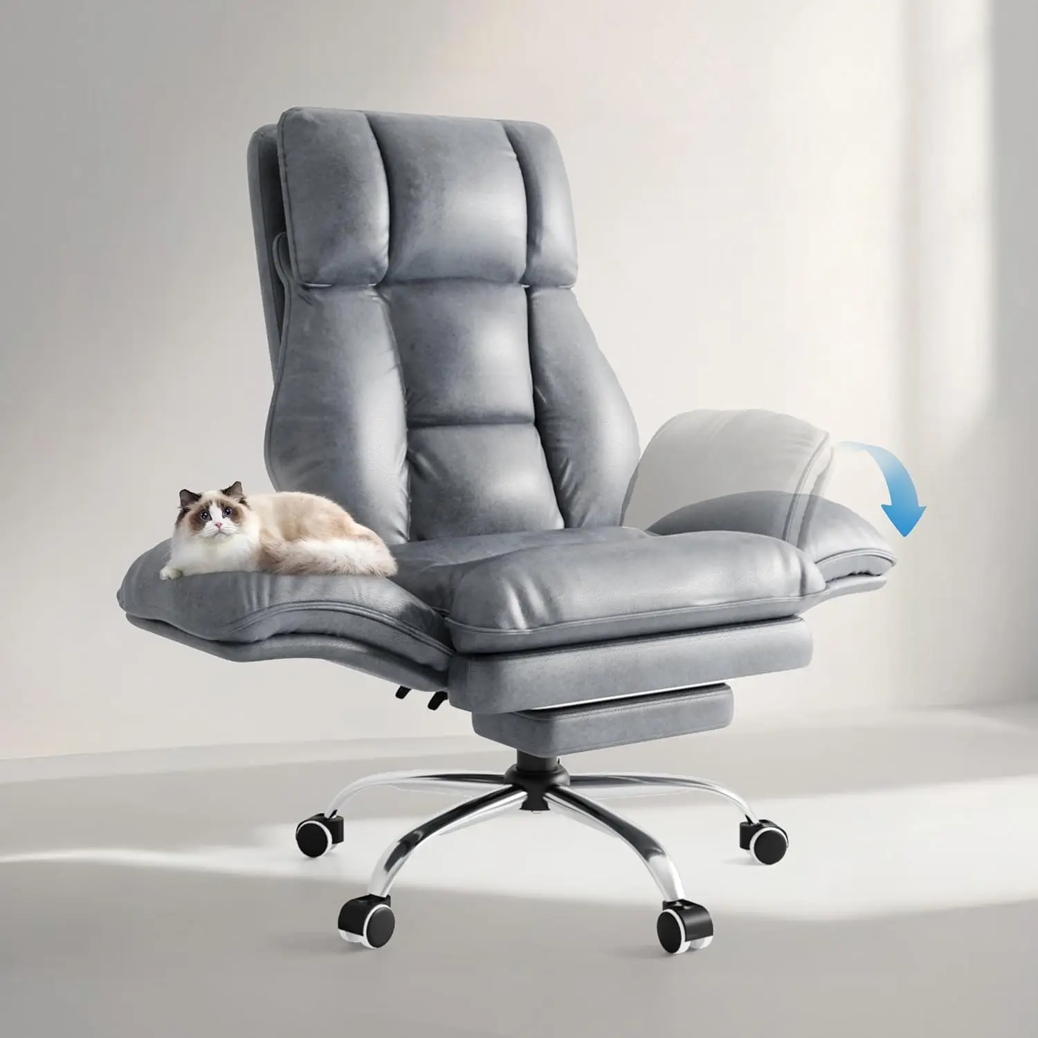 Big and Tall Office Chair,Flip Armrests for Pets & Cross Legged Sitting,Executive Ergonomic Computer Gaming Chair with Footrest 1