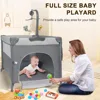 Baby Bassinet Bedside Crib, 6-in-1 Pack and Play with Bassinet, 4 Height Adjustable Bedside Crib, Newborn Portable Bassinet 4