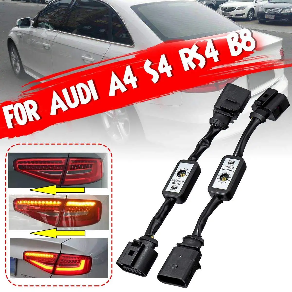

2Pcs Dynamic Turn Signal Indicator LED Taillight Add-on Module Cable Wire Harnes For Audi A4 S4 RS4 B8 2010~2019 NEW Black