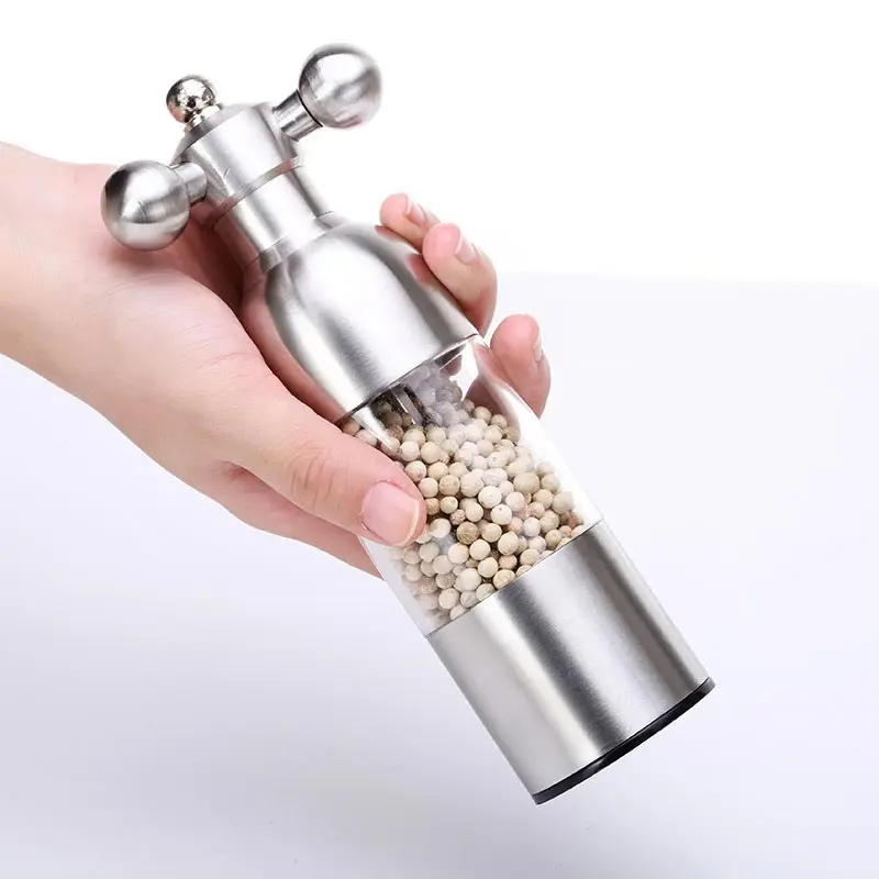 304 Stainless Steel Manual Pepper Grinder Faucet Shape Black Pepper Mill Seasoning Bottle Food Safe Ceramic Burr Salt Grinder
