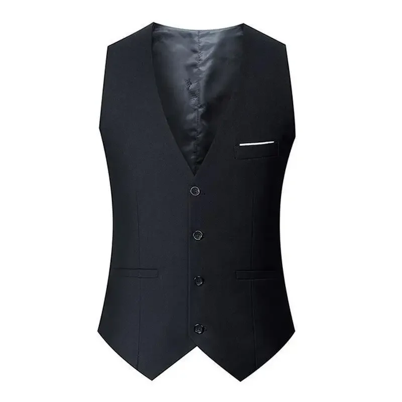 Slim Fit Suit Vests For Men Black Grey Navy Blue Business Casual Male Waistcoat Single Breasted Gilet Homme Formal Jacket 5