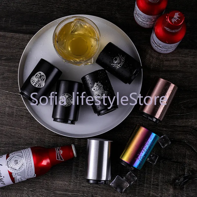 

Beer bottle opener creative stainless steel bottle opener press automatic cap opener non-destructive beer screwdriver