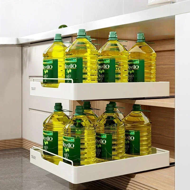 Kitchen Cabinets with Slide Rails, Free of Installation of Storage Trays 3