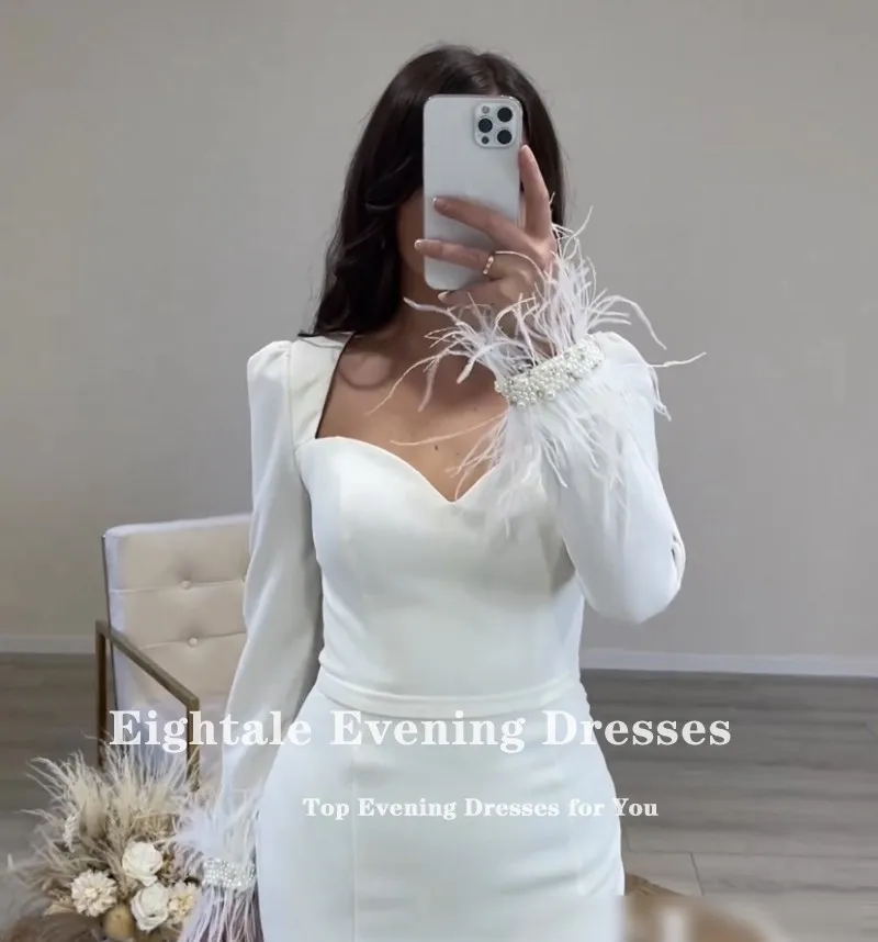 Eightale-羽、アラビアの長袖、カスタマイズされたサテンのマーメイド