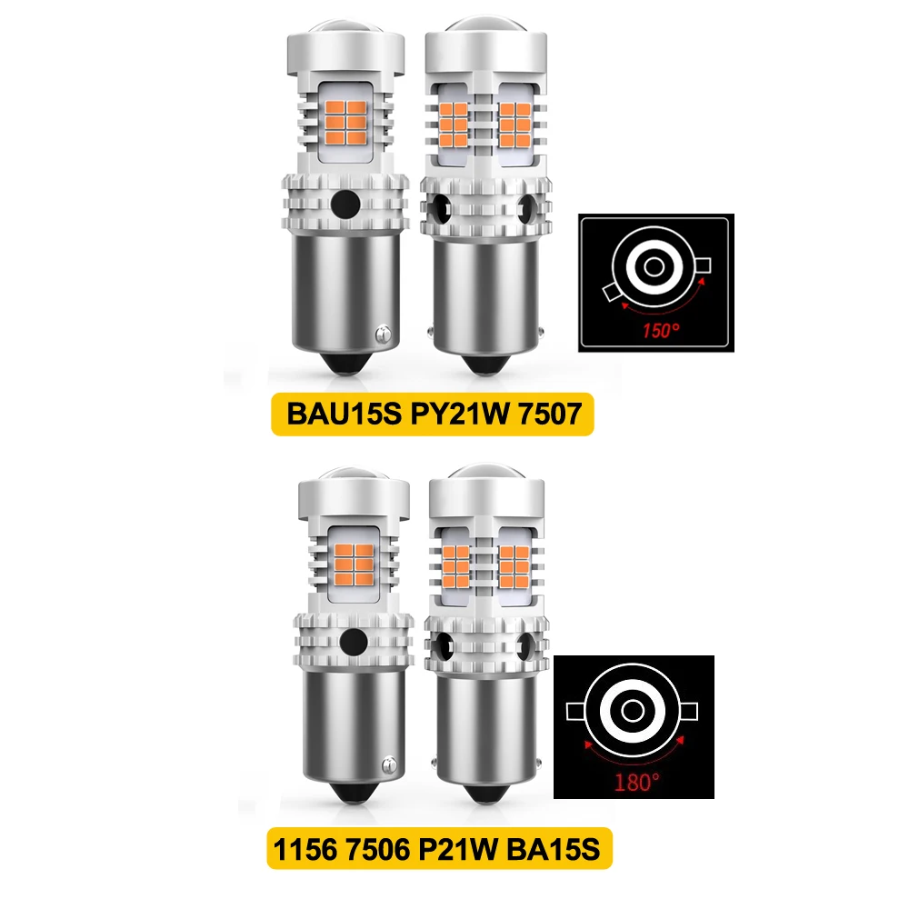 2�� AUXITO 1156 BAU15S PY21W LED Ȳ�� ĵ���� ���� ���� BA15S P21W 7506 LED ���� �������õ� 12V ������ �÷��� ����