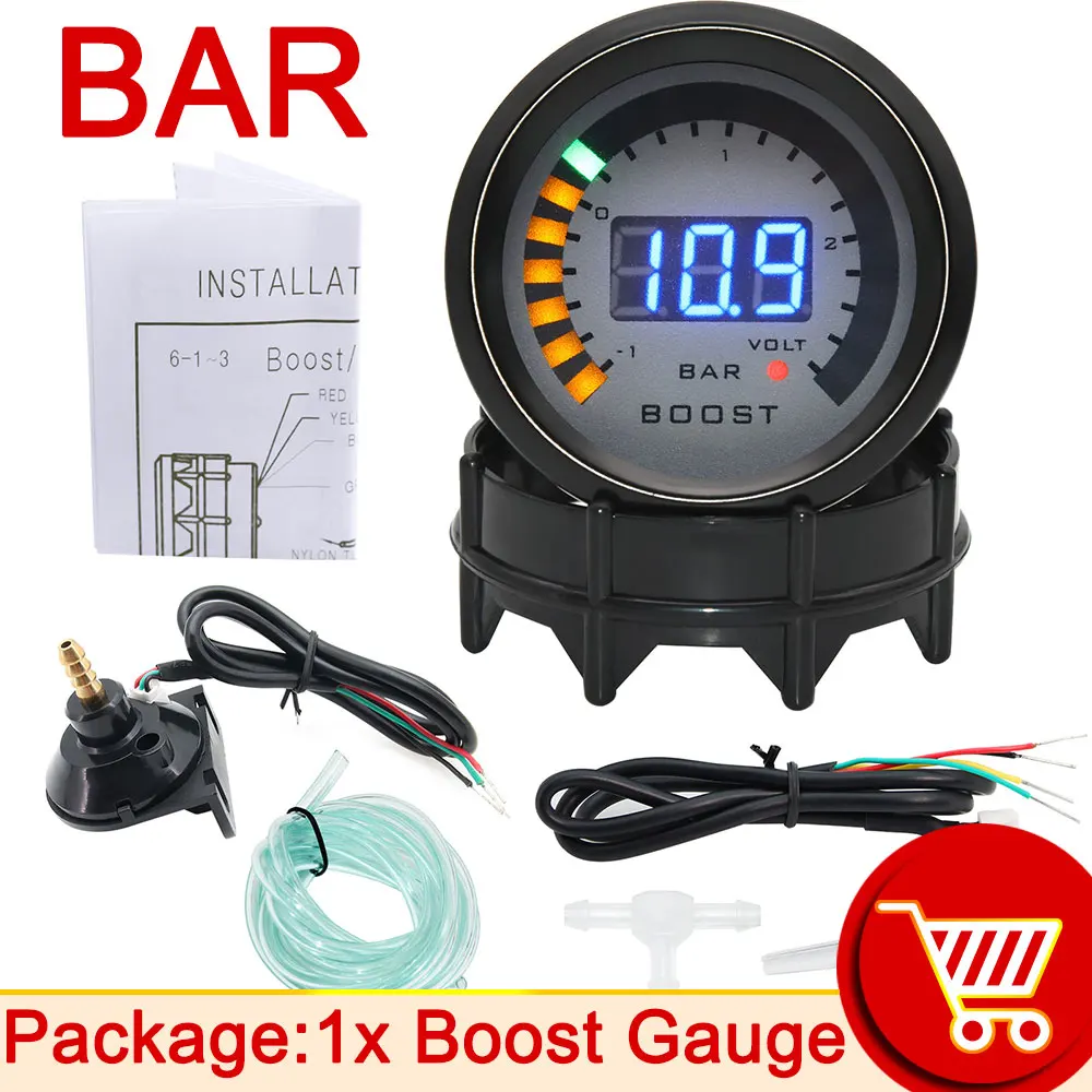 Manometro Turbo Digitale 52MM -30in/Hg A 35psi 12V-24V Universale