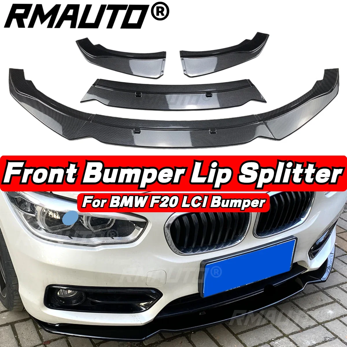3 Pz/Set In Fibra Di Carbonio F20 Paraurti Anteriore Lip Splitter Spoiler Diffusore Body Kit Per Bmw Serie 1 F20 F21 2011-2019 Paraurti Splitter