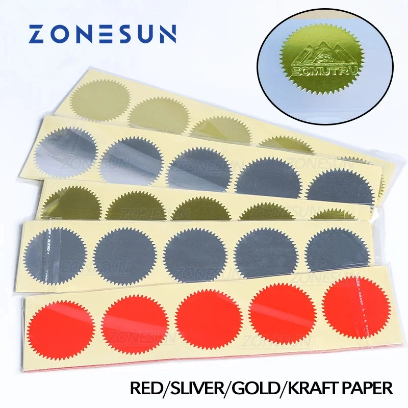 ZONESUN 100Pcs 45mm Embosser Sticker for Embossing Stamp Customize