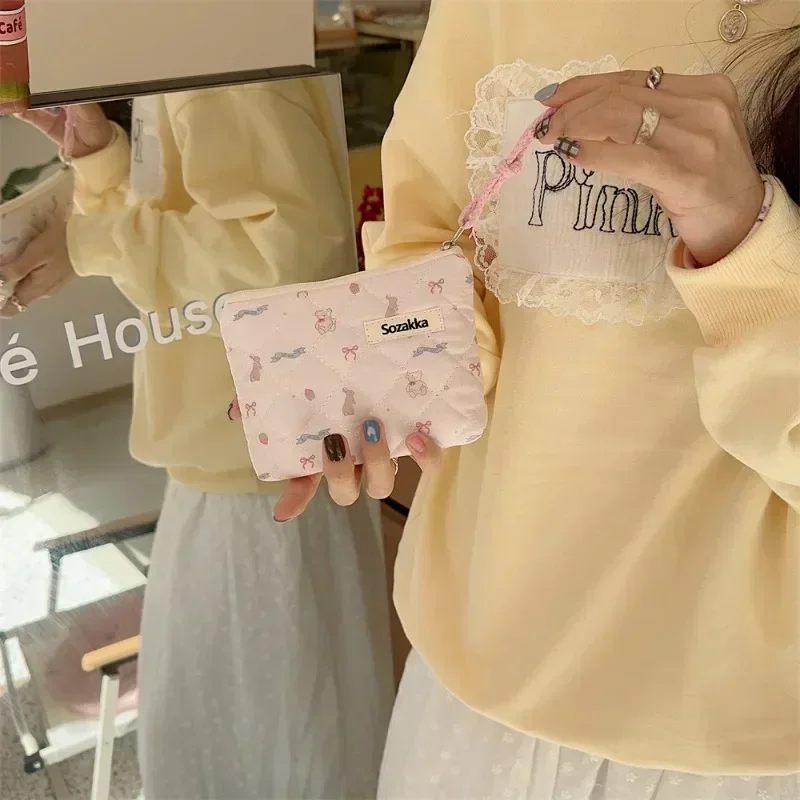 Fashion Small Fresh Cotton Coin Wallet Flower Pattern Zipper Coin Purses Lady Girls MakeUp Bag Key Money Storage Bag 4