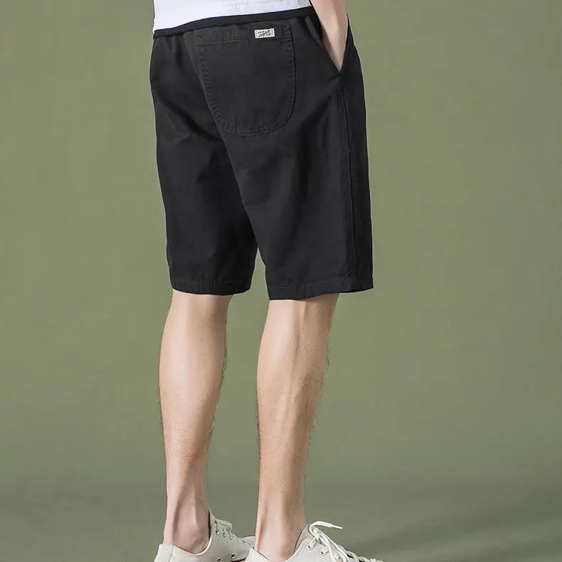 Fashion Solid Color Thin Loose Men's Cargo Shorts Classic Summer Pocket Waist Drawstring Street Casual Versatile Male Short