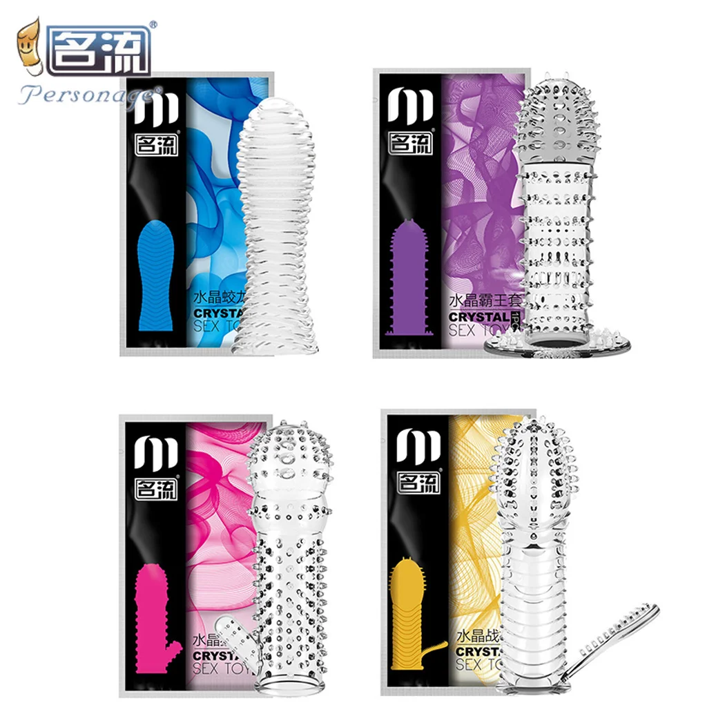 PERSÖNLICHKEIT 4/1 stücke Hülse Für Penis Wiederverwendbare Kondome G Spot Schwimm Punkt Conones Erwachsene Sex Produkte Kristall Kristall dildo