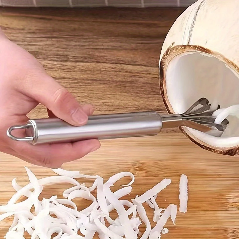 1pc Coconut Meat Removal Knife, Stainless Steel Coconut Shaver, Hanging Seafood Accessories, Kitchen Gadgets, Items