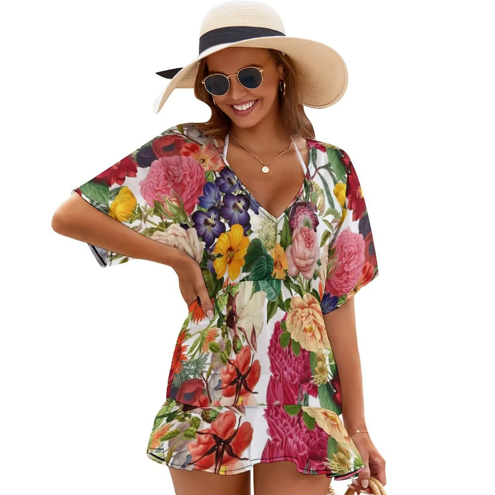 

Summer flowers elegant vintage bouquet cottagecore aesthetic pattern Cover Ups dress women summer 2024 cute dress Dance dresses