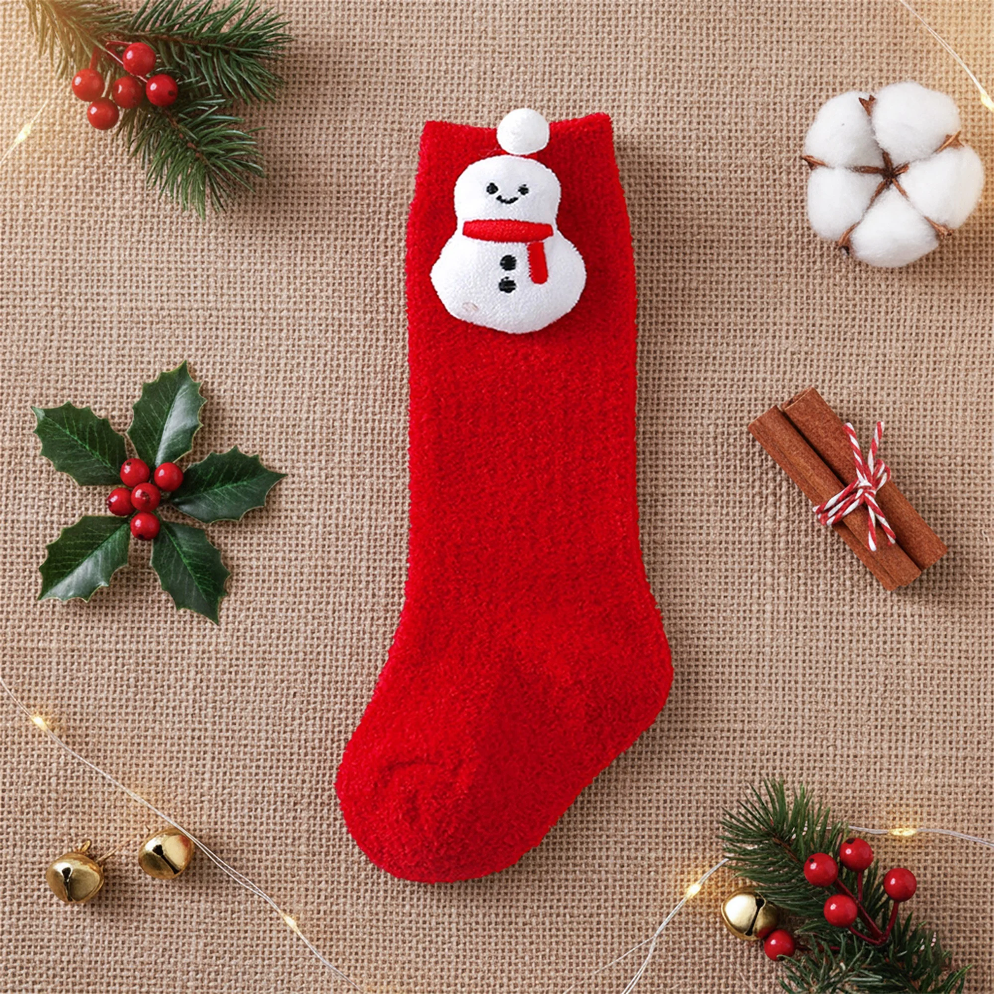 Winter Warm Plush Slipper Socks for Women Men Indoor Fuzzy Cozy Non-Slip Floor Socks with Grippers Christmas Gift