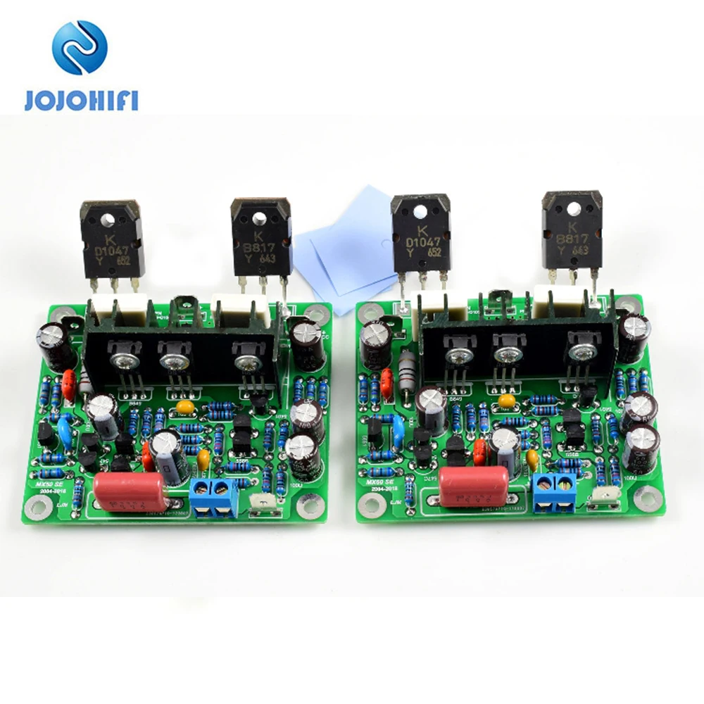 One Pair （2pcs Boards）MX50 SE DIY KITS/Finished Board Dual Channel Power Amplifier Board Two Boards with insulation sheet one pair quad405 2 100w 8r 2sc5200 230v 15a 150w jfet stereo dual channel finished amplifier amp board assembled 2 boards by ljm