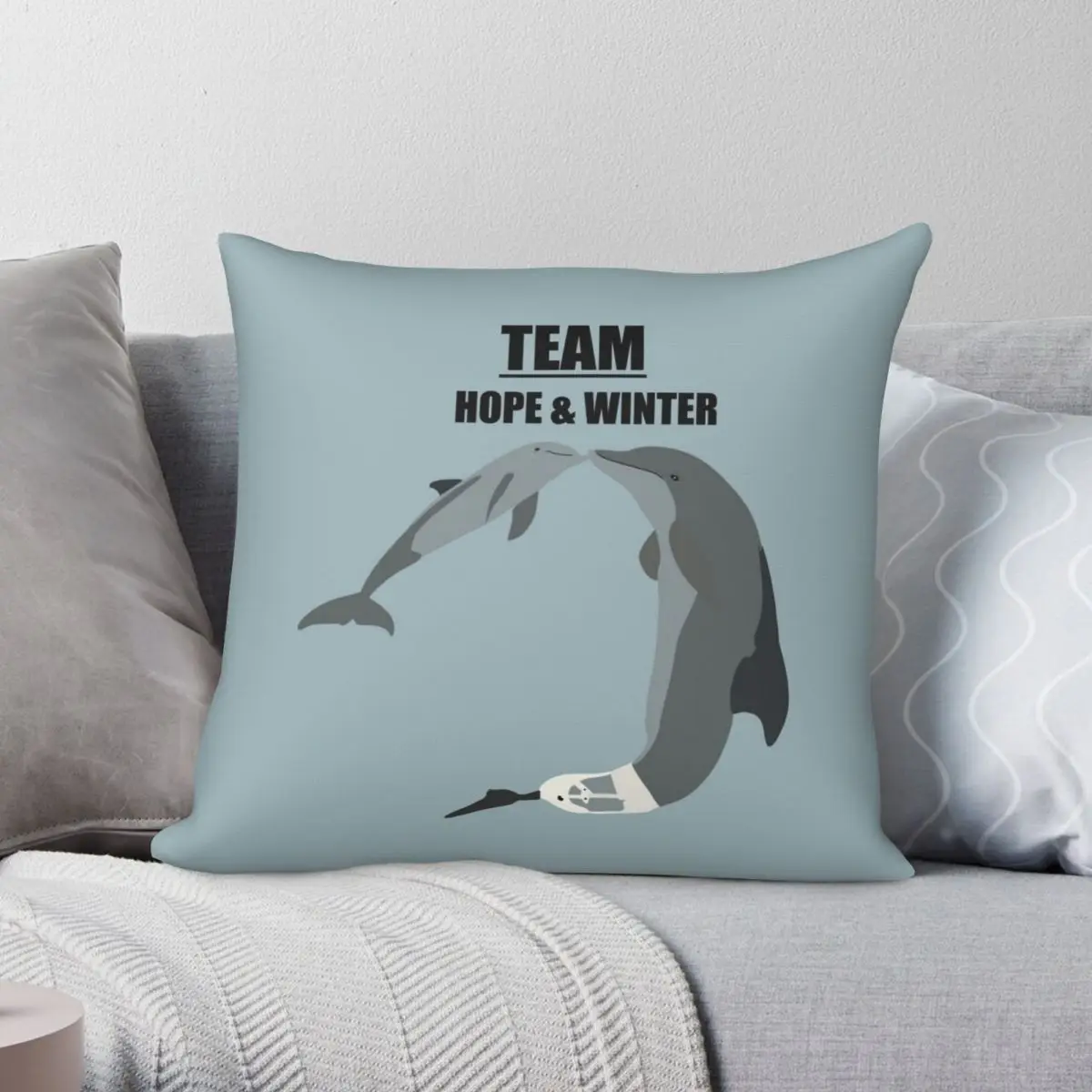 

The Bottlenose Dolphins Square Pillowcase Polyester Linen Velvet Printed Zip Decor Throw Pillow Case Home Cushion Cover