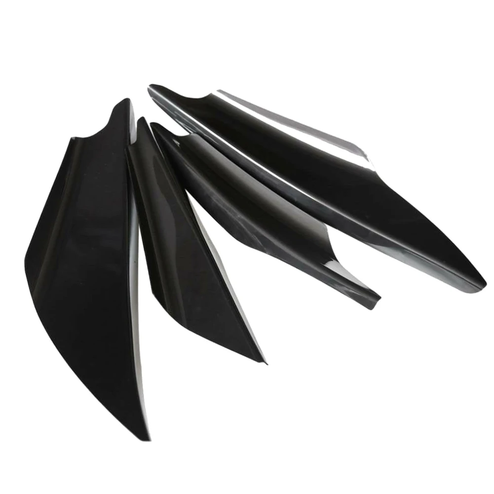 

4 Piece Front Bumper Side Canards Splitter Fins Universal Black Front Bumper Spoilers Car Door Anti-collision Belt Bumper Guard