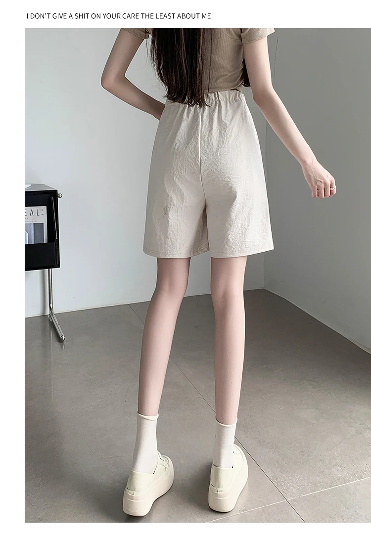 Summer Pregnancy Thin Shorts Drawstring Waist Loose Casual Maternity Short Pants Wide Legs Pregnancy Brief Trousers with Pockets 4