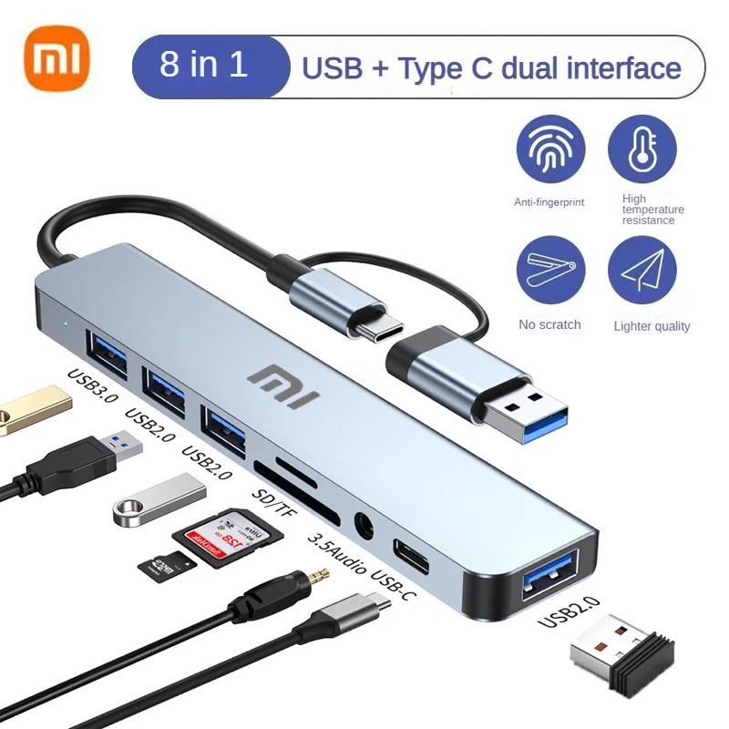 Hub USB-C 4 Ports USB 3.0 - Aluminium, Plug & Play, Interrupteur, Protection Surtension