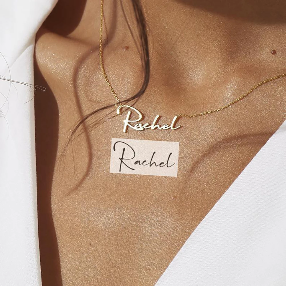 Personalisierte Handschrift Name Halskette für Frauen Angepasst edelstahl Unterschrift Typenschild Halskette Schmuck Für Männer