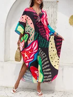 Plus Size Women Floral Print Kaftan Dresses Plus Size Swimsuit Coverup Summer Bathing Suit Caftan Loungewear Beach Dress - Image 6