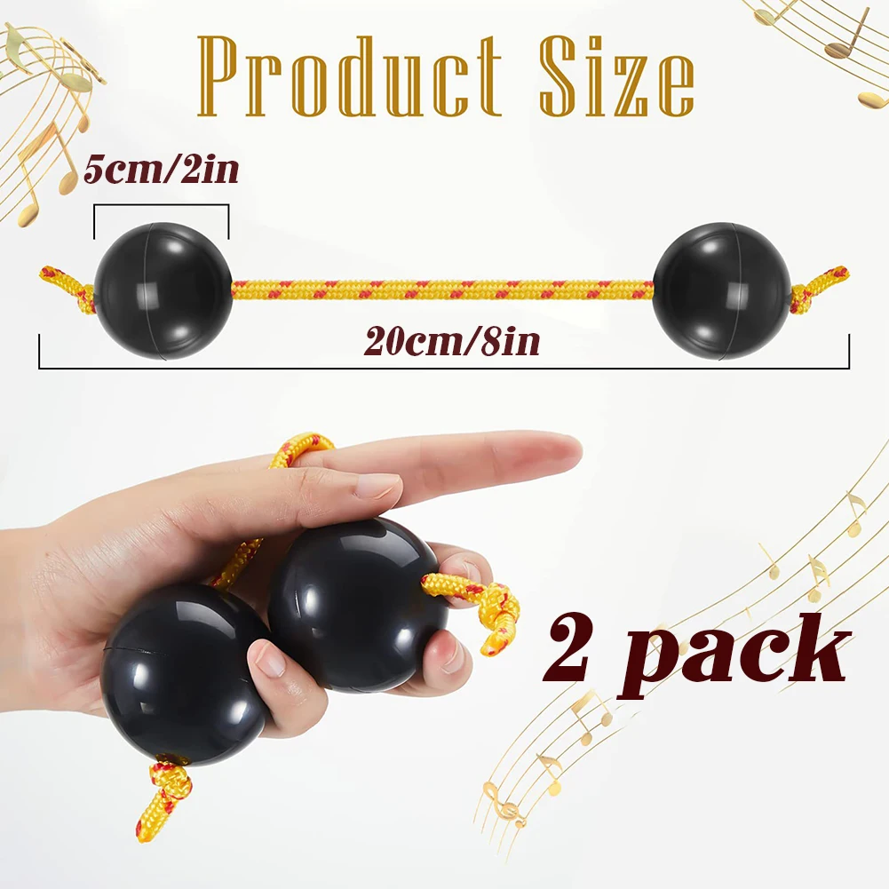 2 Pair Kashaka Shaker Instrument Double Gourds Hand Shaker Balls Comfortable To Hold Musical Fingertip Ball For Weddings Parties