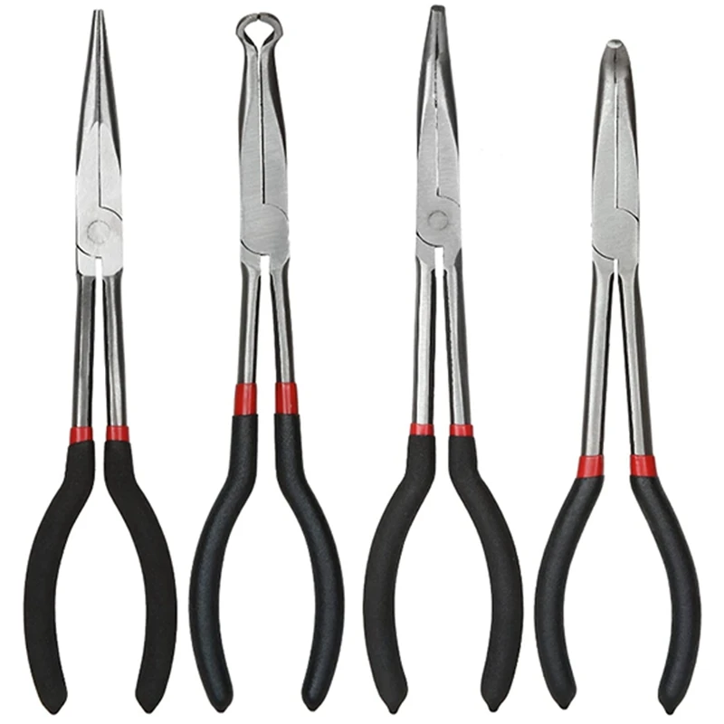 

Pliers Steel 11-Inch Long Needle-Nosed Pliers Include Straight, 45-Degree, 90-Degree And O-Type Pliers