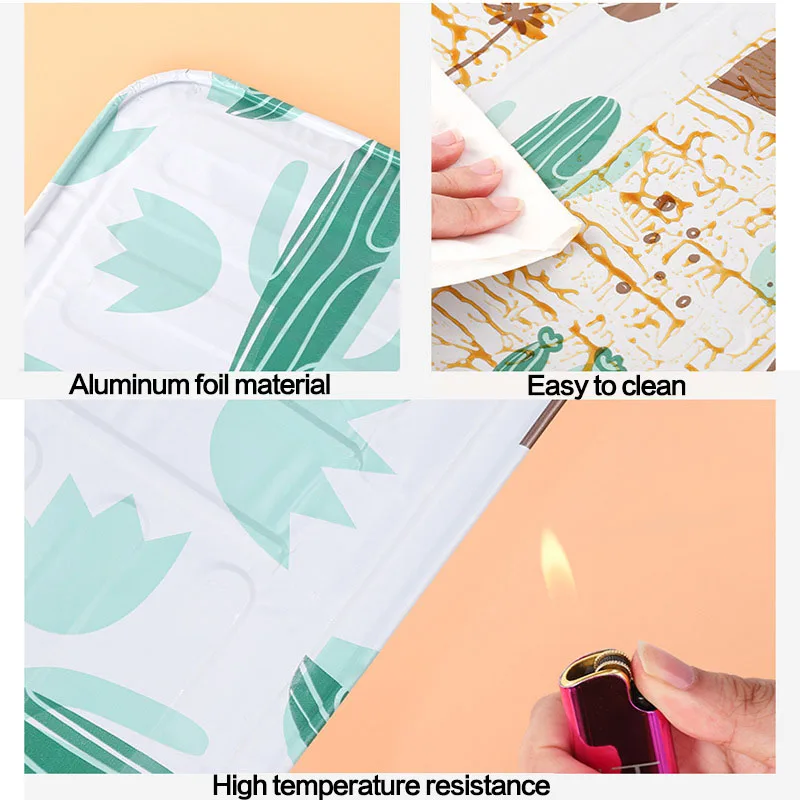 Foldable Printed Oil Baffle Aluminum Foil High Temperature Oil Baffle Stove Protection Screen Kitchen Gadgets Cooking Tools
