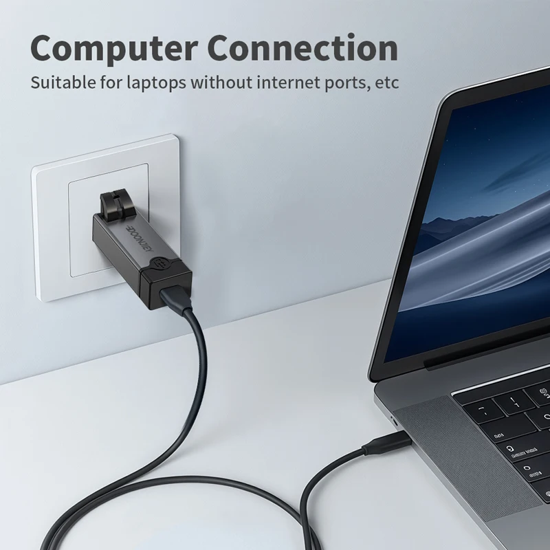 High-Speed USB-C to Ethernet Network Adapter - 1000Mbps RJ45 Connection for Laptops and Smartphones