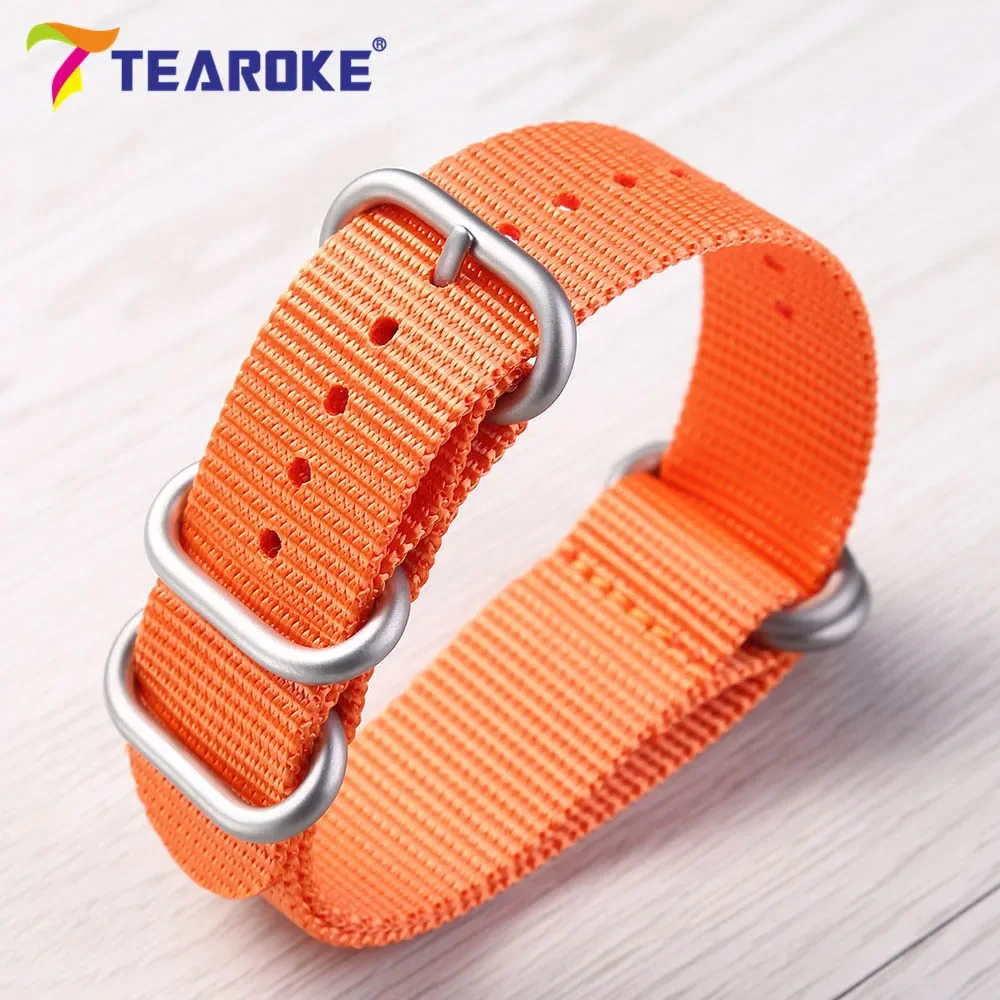 Men's Military-Style Durable Nylon Watch Strap with Stainless Steel Buckle