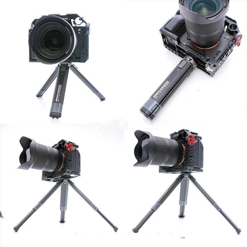 Vlogger DT-05 미니 삼각대 확장형 카메라 스탠드(1/4 나사 포함) 알루미늄 합금 지원 Gopro 삼각대(전화 DSLR 미러리스용)
