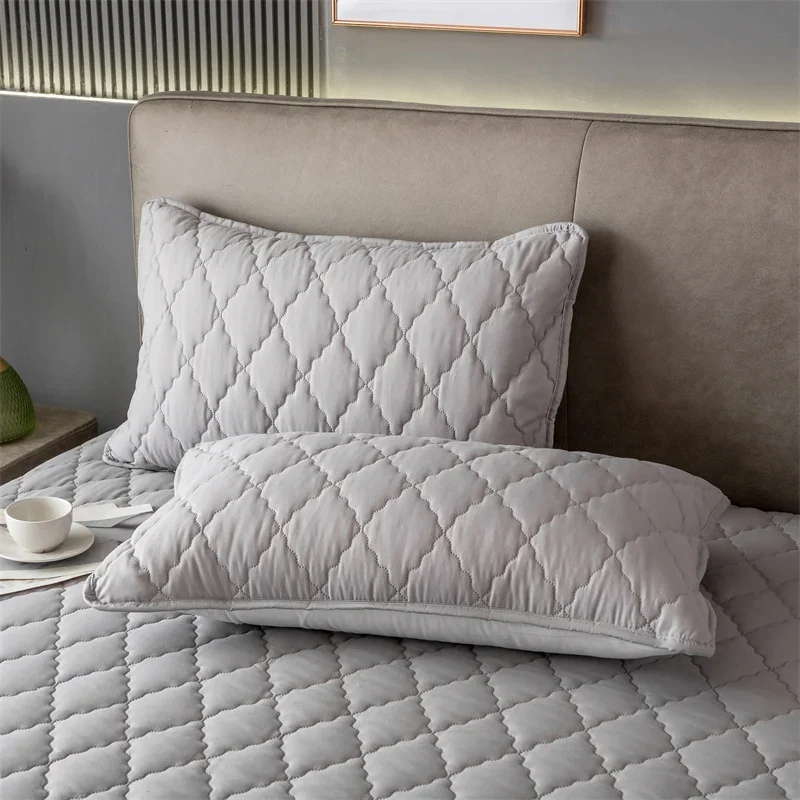 1Pc / 2Pc Waterproof Quilted Pillowcase Solid Color Pillow Cover Case 48x74cm Pillowsham Anti-Mite Anti-Bacterial Bedroom
