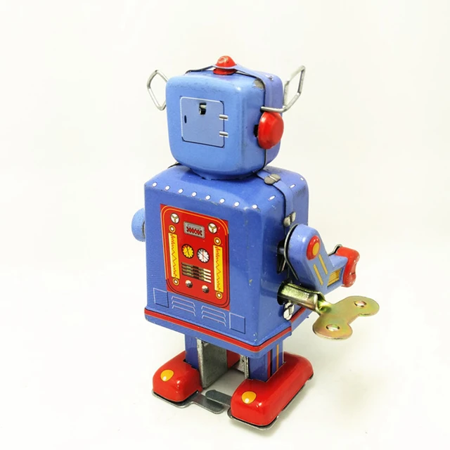 New Retro Clockwork Wind Up Metal Walking Robot Toy Vintage Collectible Kids Gift 4