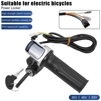 36V 48V 60V Bicicletta Elettrica Acceleratore Grip E-bike Manubrio con Blocco Acceleratore Indicatore di Alimentazione Chiave Display A LED parti