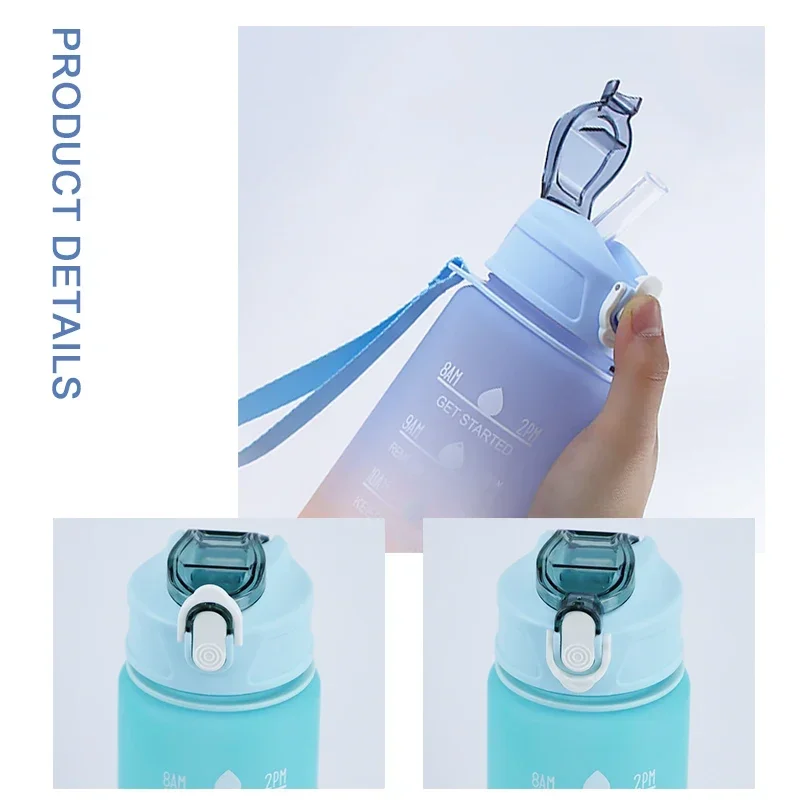 Sports Water Bottle 900ML Sports Water Bottle with Time Marker Leak-proof Cup Motivational Portable BPA Free