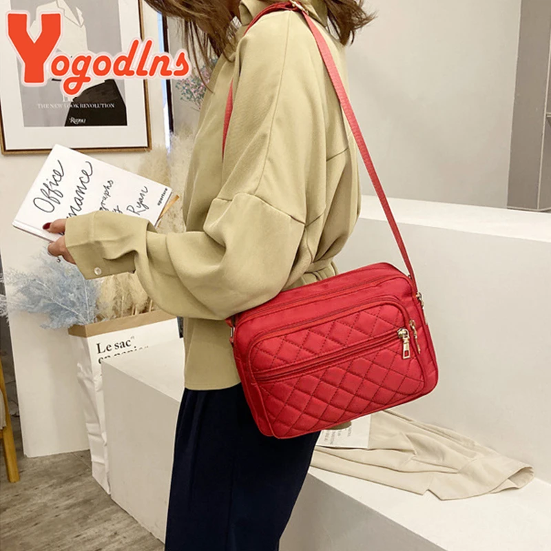 Multiple Compartment Crossbody Bags Women Messenger Bag Casual Lady Bag Waterproof Nylon Single Shoulder Strap Pack