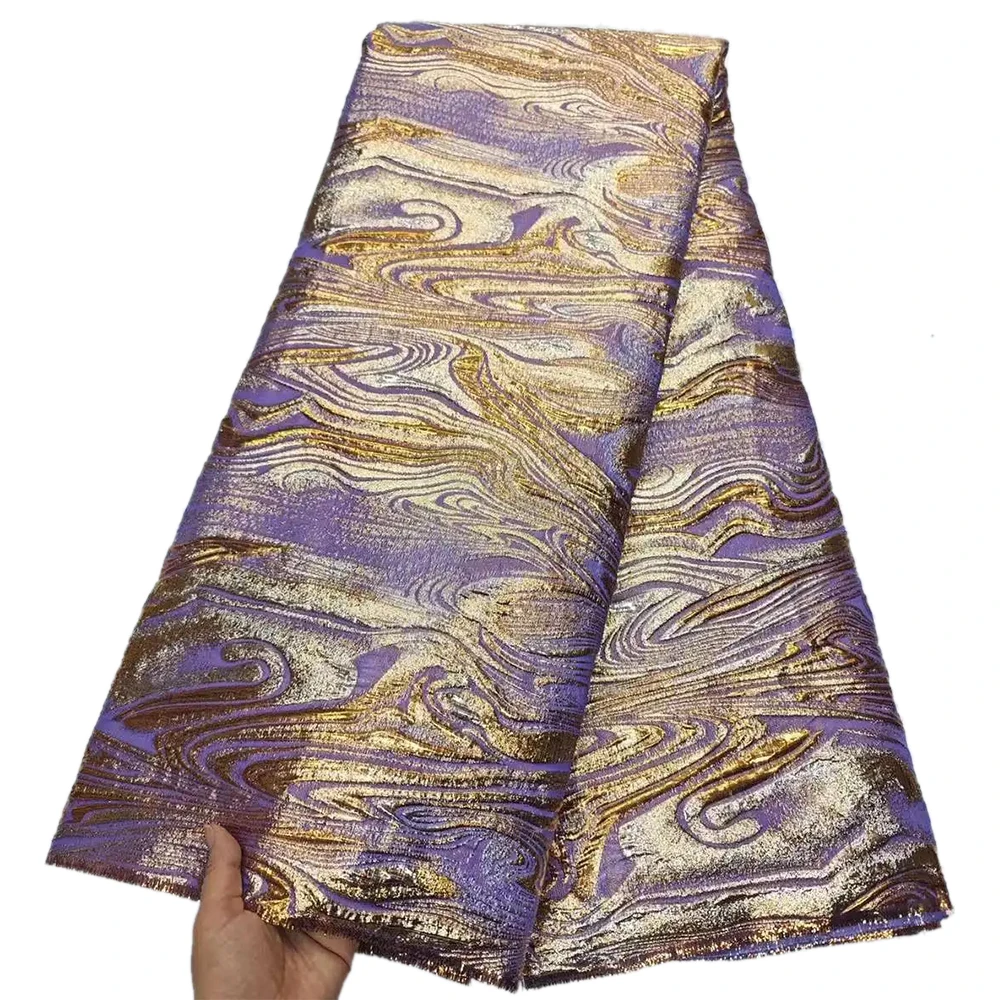 African Brocade Lace Fabric Gold French Embossed Organza Jacquard Fabric For Sewing Clothes Women Prom Dress 5yards