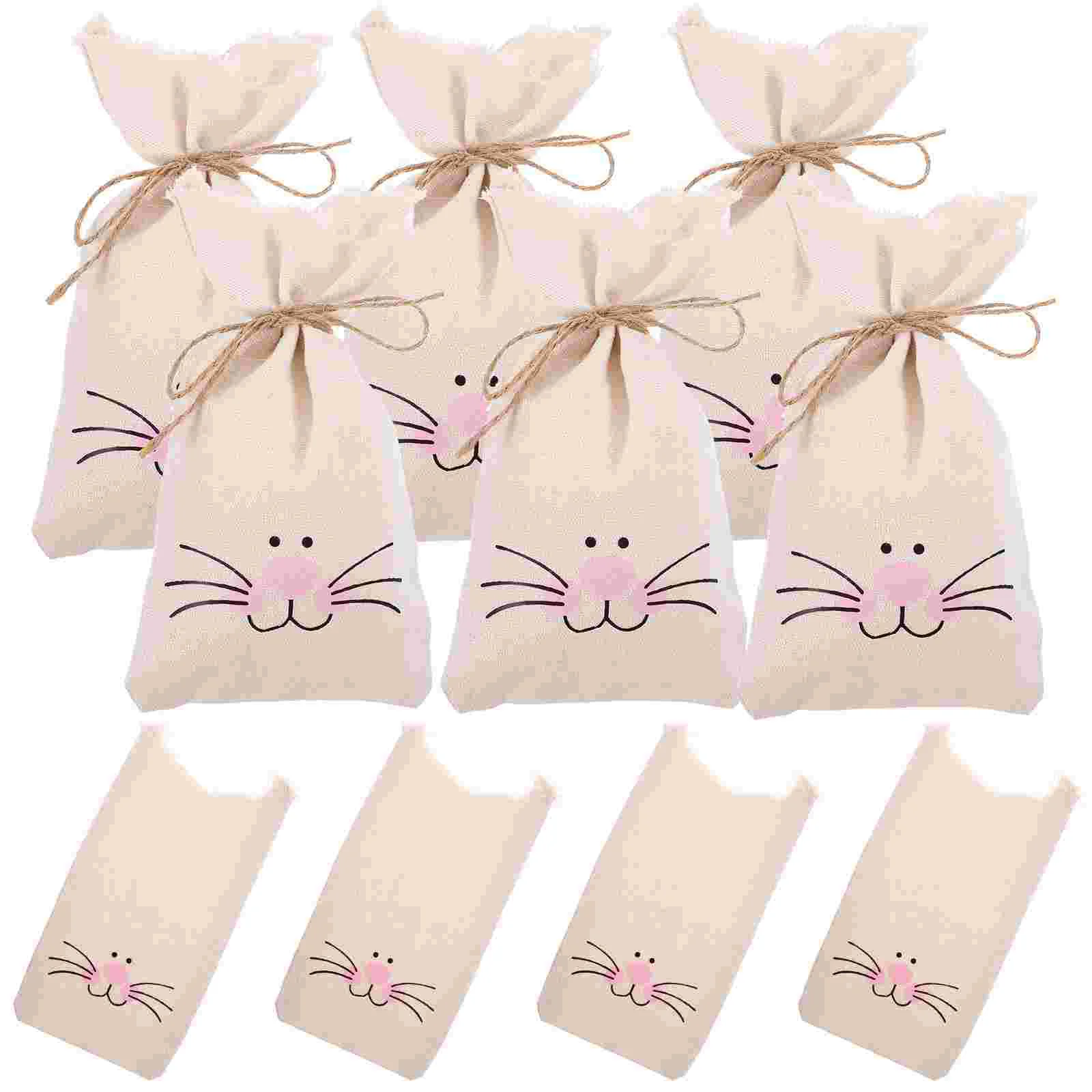 

10 Pcs Candy Bag Birthday Gift Easter Party Goodies Bags Packaging Handheld Packing Linen for