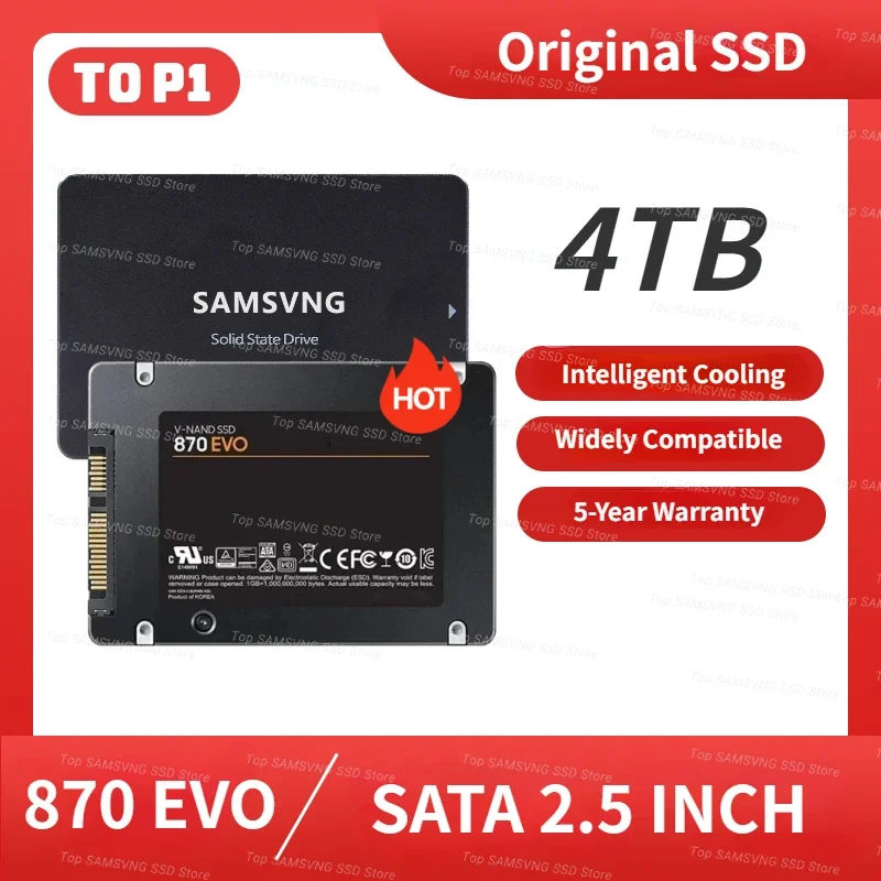 Оригинальный 870 EVO 4 ТБ SSD SATA 1 ТБ жесткий диск Sata3 2,5 дюйма Ssd TLC 560 Мб/с Внутренние твердотельные диски для ноутбука/настольного компьютера