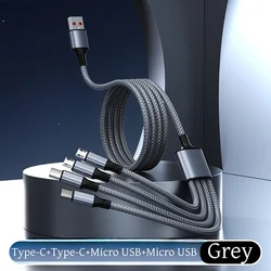 Universal 4 - in - 1 Multifunctional Charging Cable with Braided Design - 1.3m (2Type - c 2Micro USB)