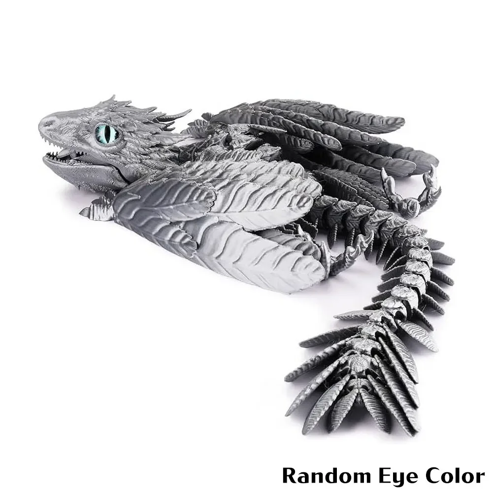 3D Printed Feathered Wyvern Dragon Figurine - Multi-Joint Movable Home Decor Ornament