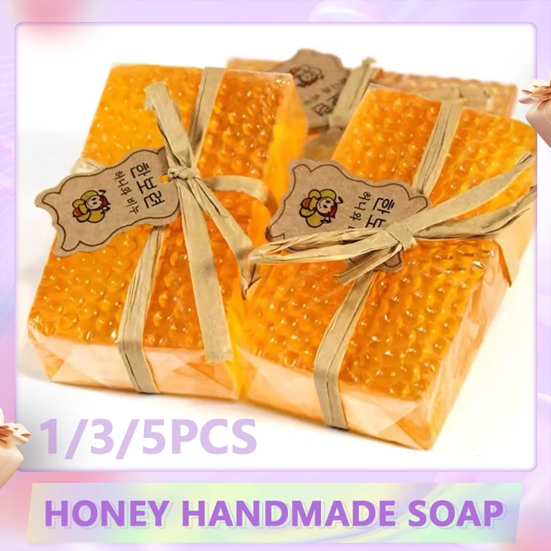 

1/3/5Pcs Natural Honey Kojic Acid Bath Soap Handmade Whitening Soap Peeling Glutathione Arbutin Bath Body Skin Cleaning Soap