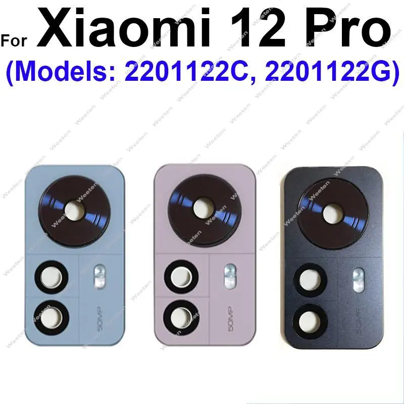 Rear Camera Glass Lens Cover For Xiaomi 12 12X 12 Pro Back Main Camera Glass Lens Frame Holder with/without Flash Parts