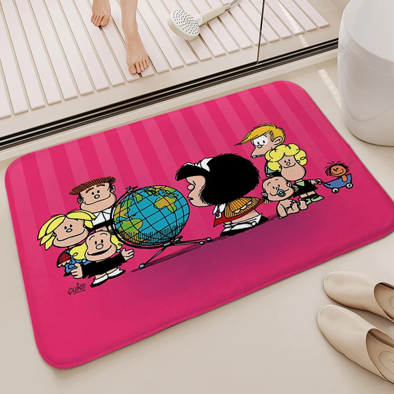 

Custom Veranda Mat A-Mafaldas Entrance Door Mat Washable Non-slip Kitchen Rug Aesthetic Bed Room Floor Carpets for Living Room
