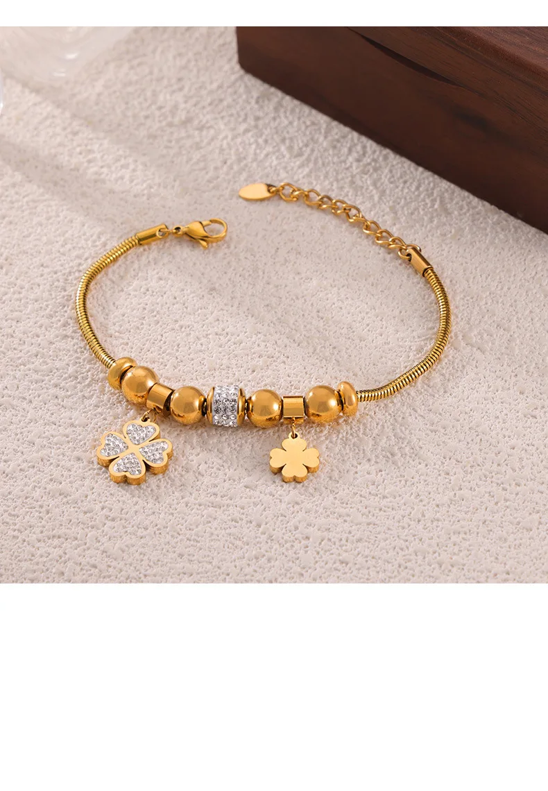 316L Edelstahl Vergoldetes Herz-Anhänger Halskette Armband Set Damen Luxus Kristallblumen Hochzeitsschmuck Geschenk – Detail 10