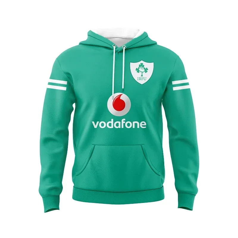 thumbnail image 1 of Camisetas de entrenamiento de rugby local y visitante de Irlanda, sudaderas con capucha 2024 2025, sudaderas deportivas informales cómodas con estampado 3D, para compras y viajes, 1 of 5