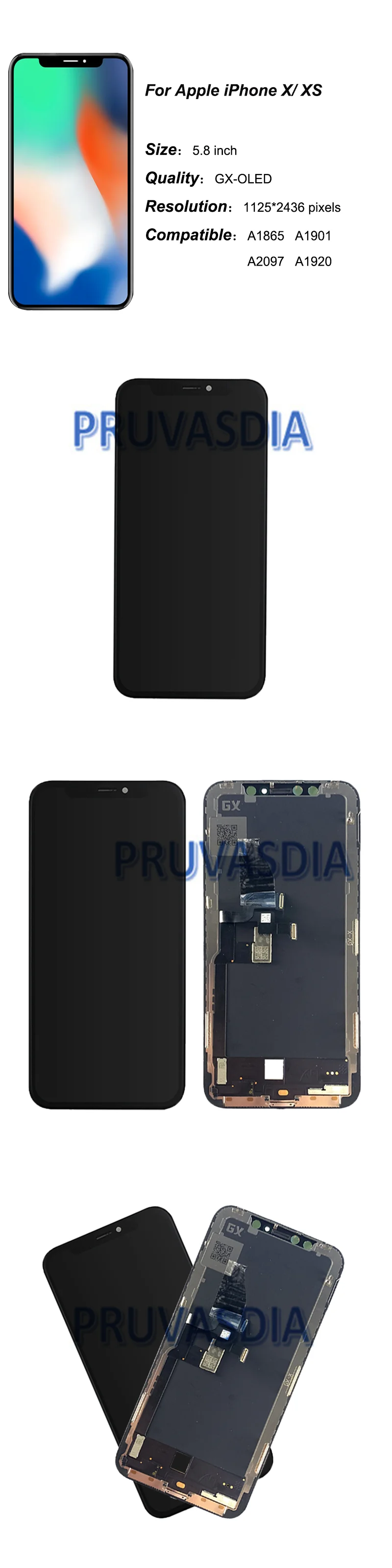  Ace Tech Cellular para iPhone X pantalla LCD reemplazo 5.8  pulgadas (modelo A1865 A1901 A1902) pantalla táctil digitalizador Asamblea  pantalla : Celulares y Accesorios