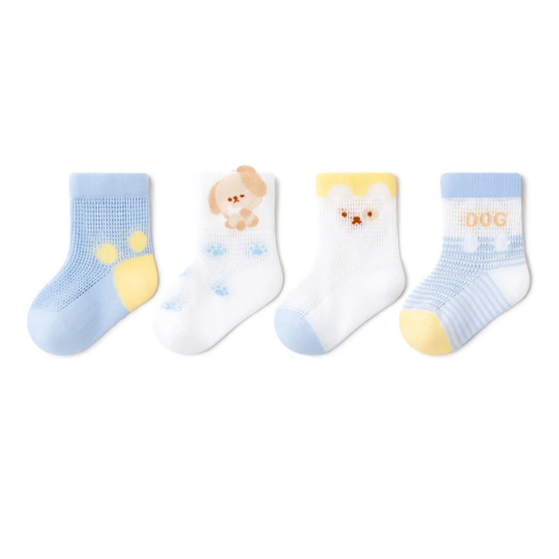 

Новинка, весенне-летние дышащие детские удобные тонкие хлопковые носки средней длины для новорожденных, небольшие сетчатые подарочные носки