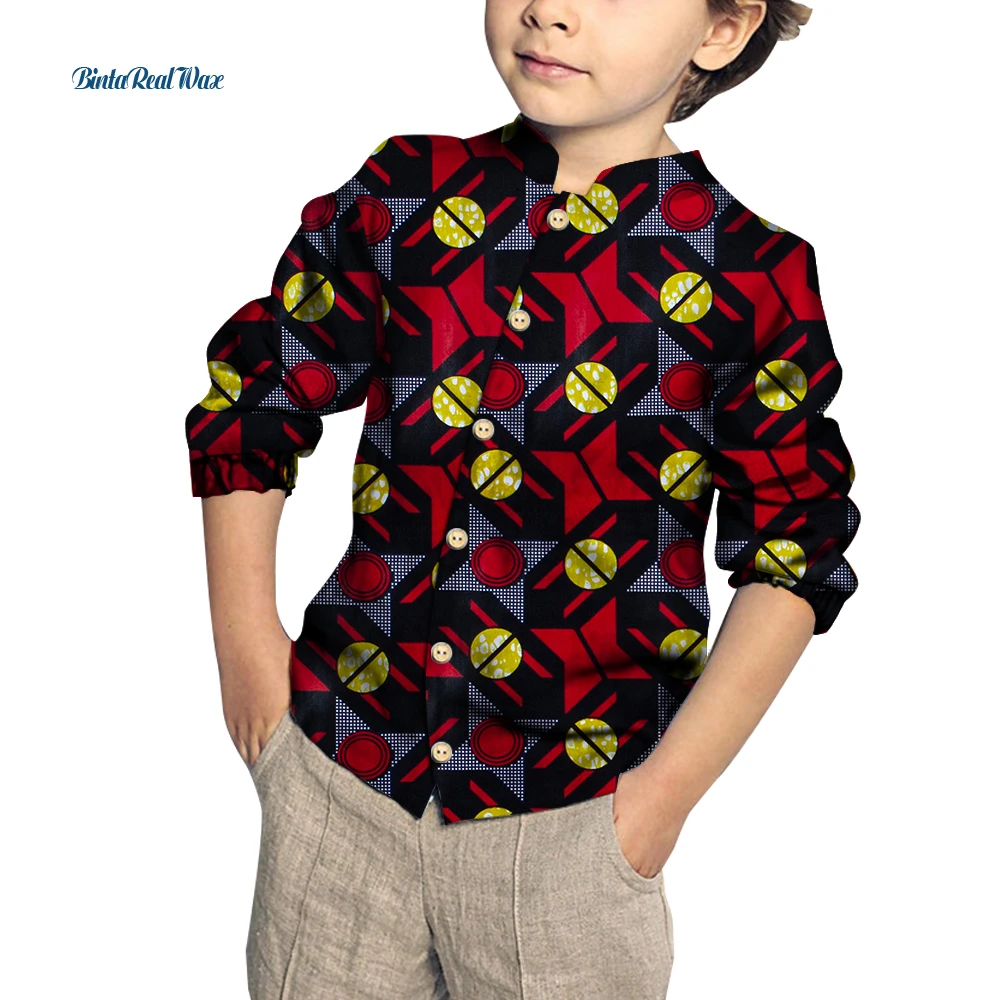 african fashion designers Fashion New Boy's Heart Pattern Tops Bazin Riche African Wax Print Patchwork Cotton Shirt for Boys Children Kids Clothing WYT384 africa dress